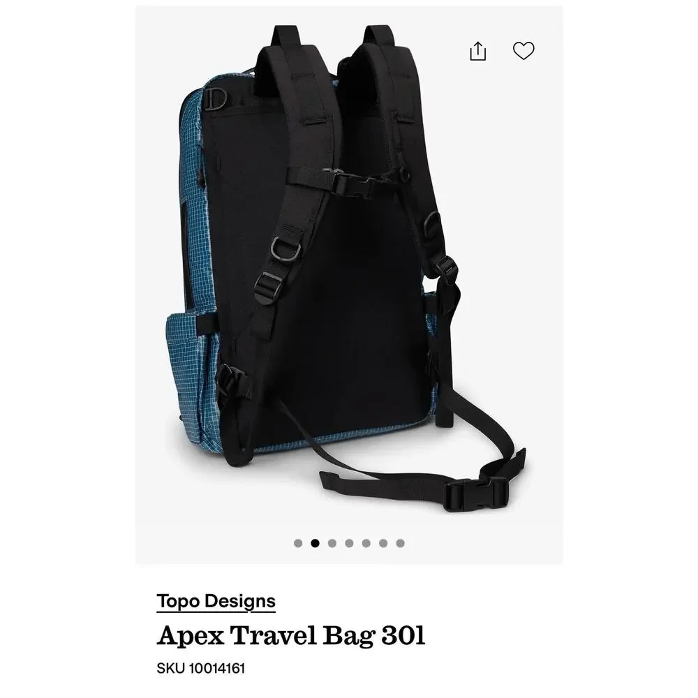 NWOT Topo Designs Apex Travel Bag Backpack 30L